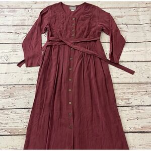 Vintage Carol Anderson Button Down Cottage Core Dress Size 4 Petite Embroidered
